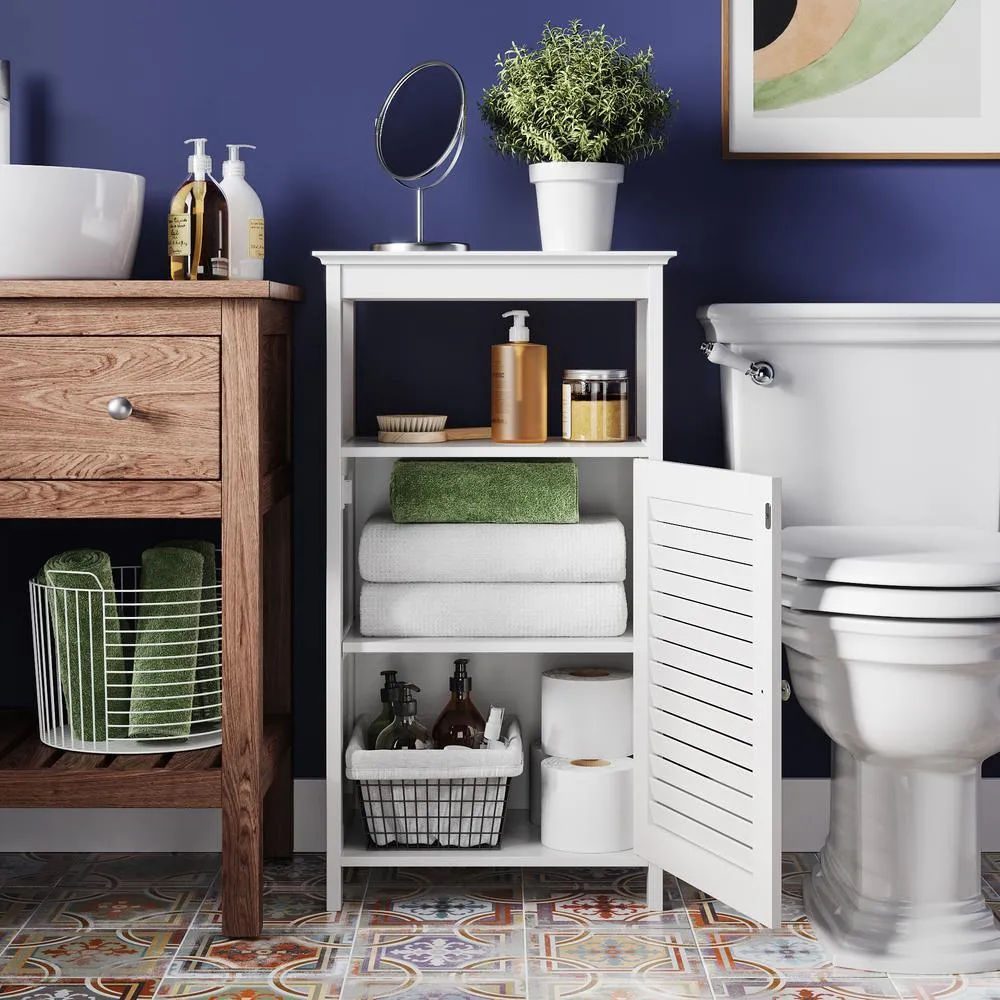 Ellsworth 18 in. W x 32-17/25 in. H x 11-4/5 in. D Bathroom Linen Storage Floor Cabinet in White, photo 6 of 7