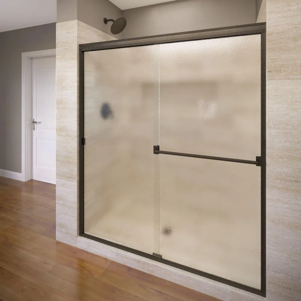 Classic 60 in. x 70 in. Semi-Frameless Sliding Shower Door in Oil Rubbed Bronze with Clear Glass, photo 9 of 19