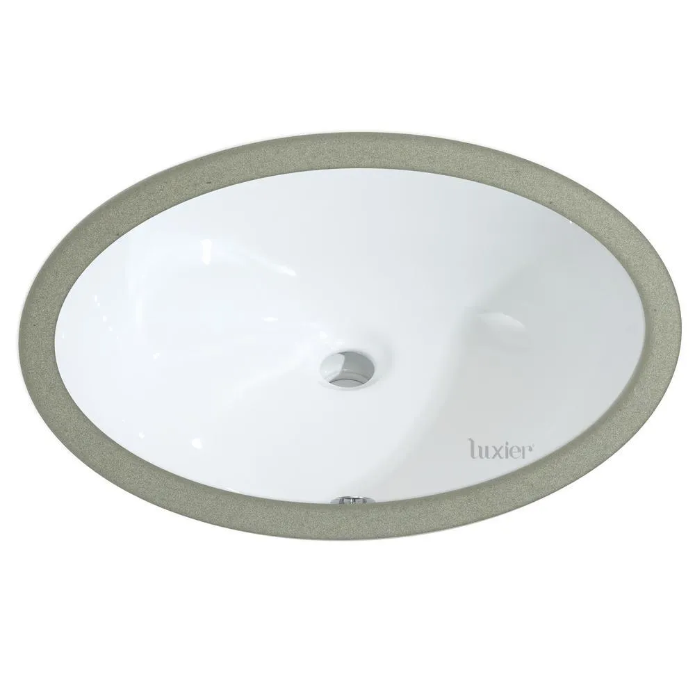 19-1/2 in. x 16 in. Oval Ceramic Undermount Bathroom Sink in White with Overflow, photo 2 of 4