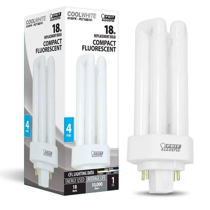 18-Watt Equivalent PL CFLNI Triple Tube 4-Pin Plug-in GX24Q-2 Compact Fluorescent CFL Light Bulb, Cool White (50-Pack), photo 5 of 8