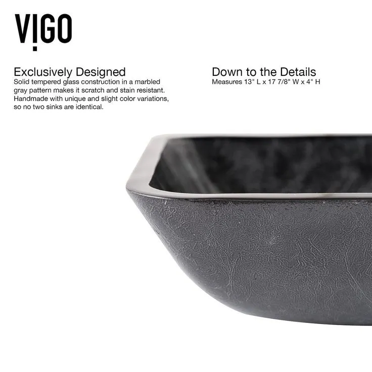 VIGO Onyx Vessel Sink in Gray with Faucet in Matte Black, photo 7 of 10