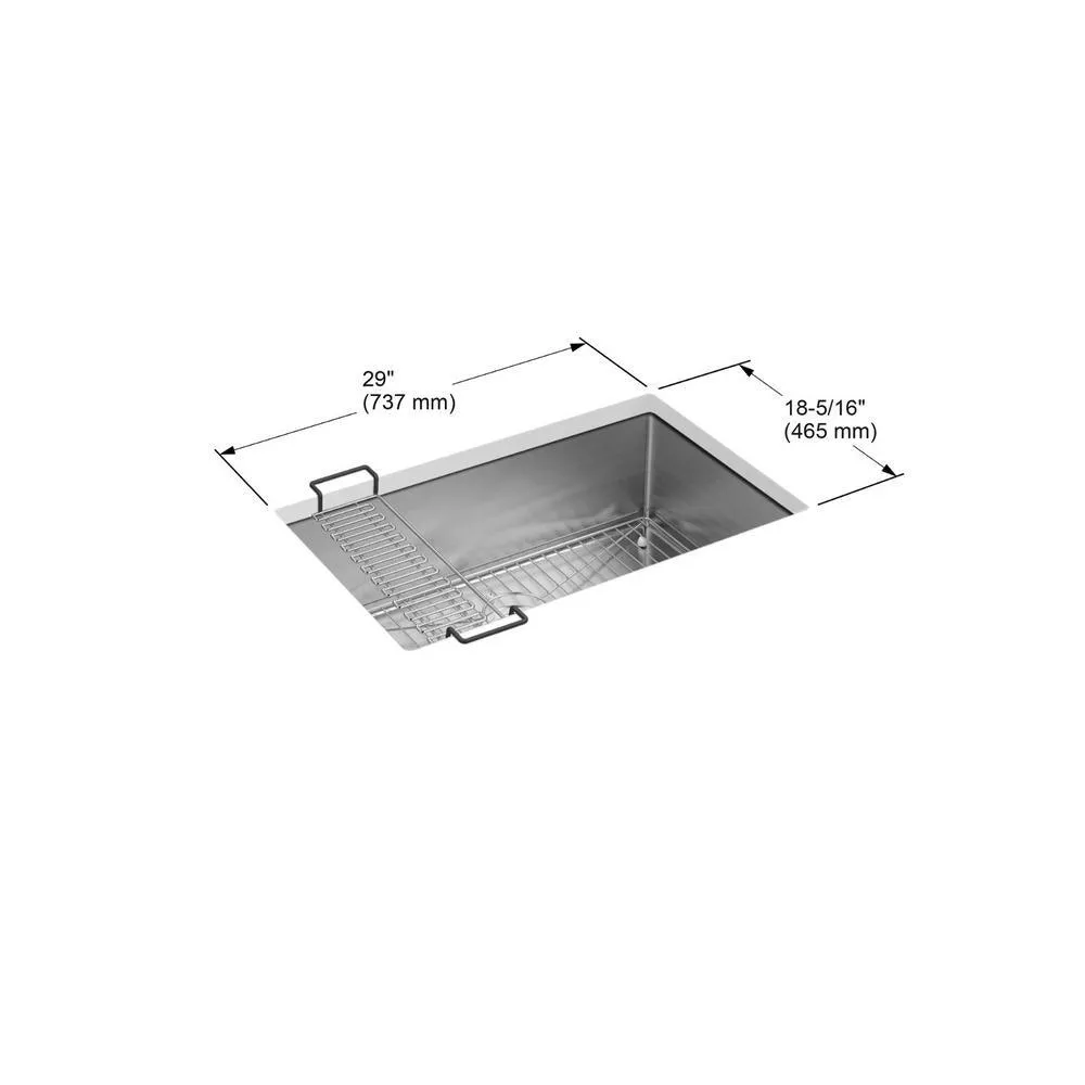 Strive Undermount Stainless Steel 29 in. Single Bowl Kitchen Sink Kit with Sink Rack, photo 15 of 16