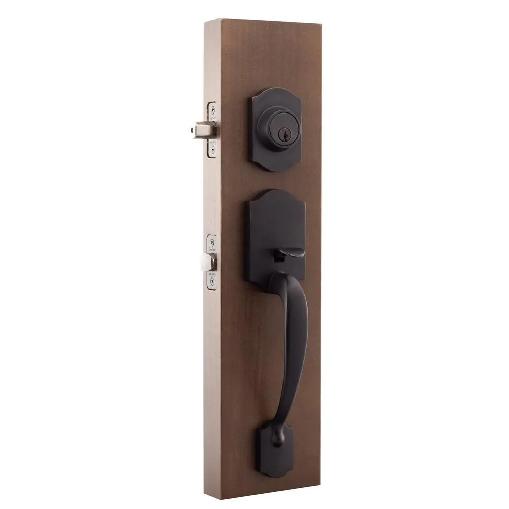 Soft Contemporary Tuscan Bronze Door Handleset with Right Hand Scandinavian Lever Trim, photo 2 of 5