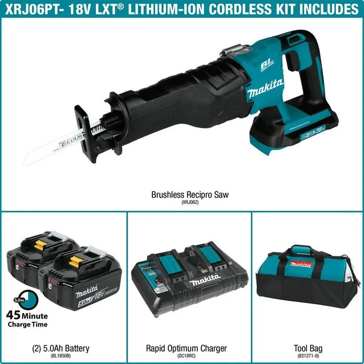 Makita 18-Volt X2 LXT Lithium-Ion (36-Volt) Brushless Cordless Reciprocating Saw Kit (5.0Ah) with 2 Batteries 5.0Ah and Charger, photo 9 of 11