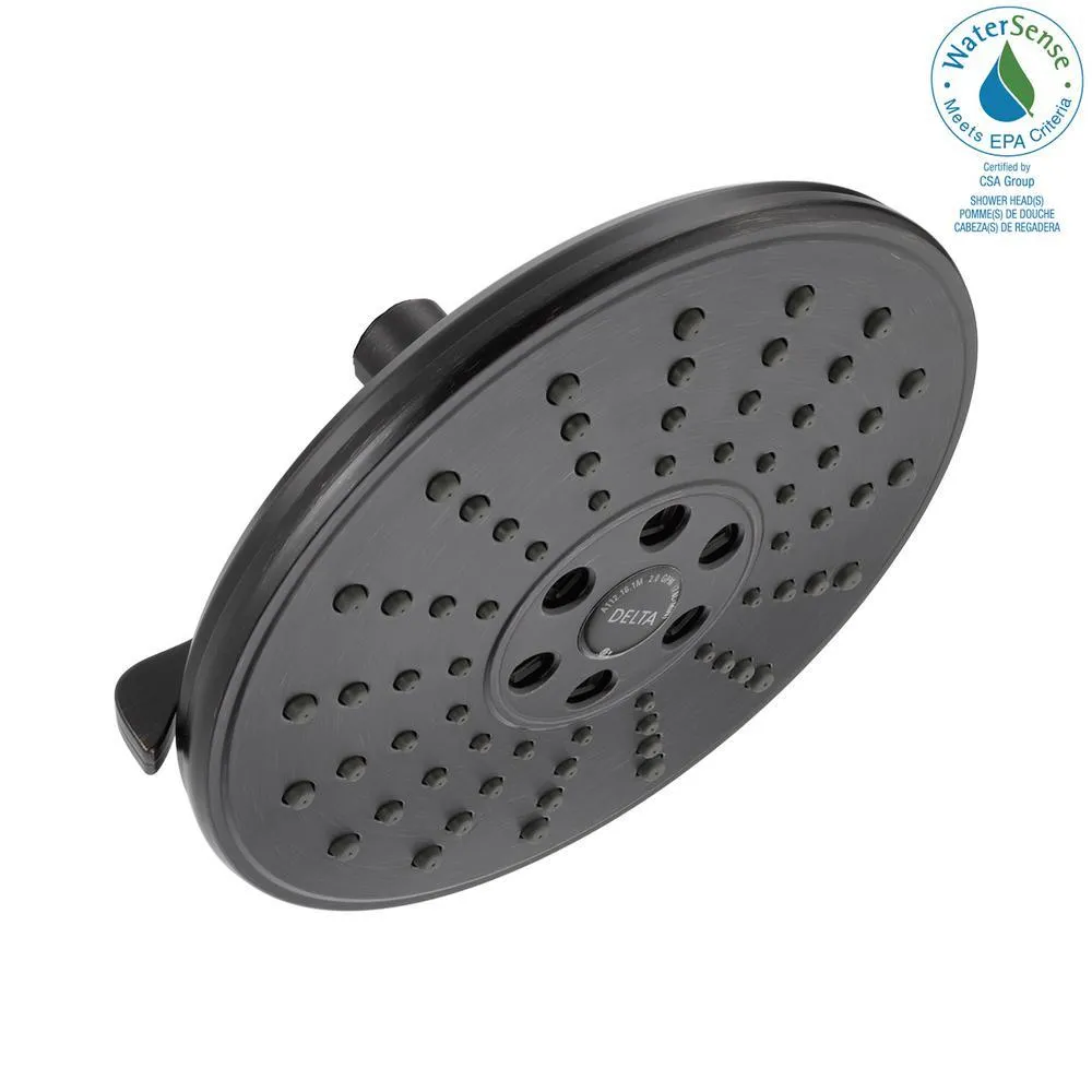 3-Spray 7.7 in. Single Wall Mount Fixed Rain H2Okinetic Shower Head in Venetian Bronze, photo 4 of 5