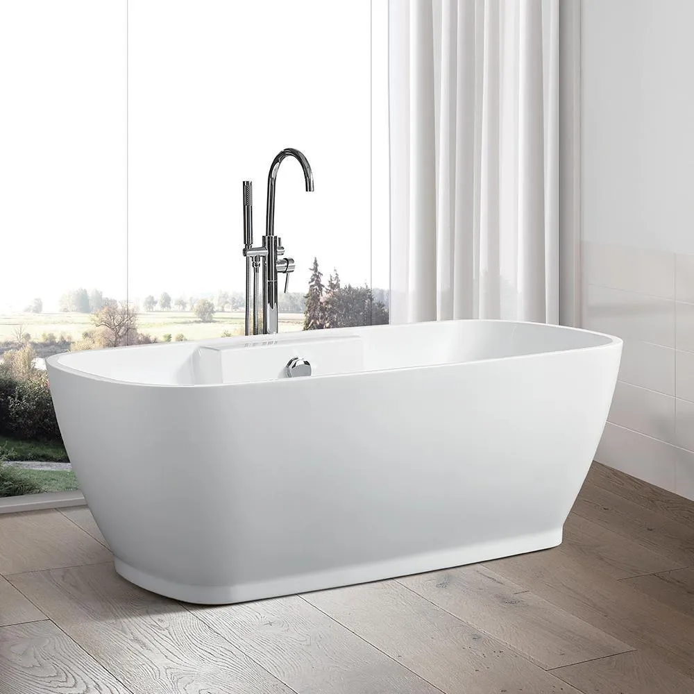 Toulon 59 in. Acrylic Flatbottom Freestanding Bathtub in White, photo 8 of 8