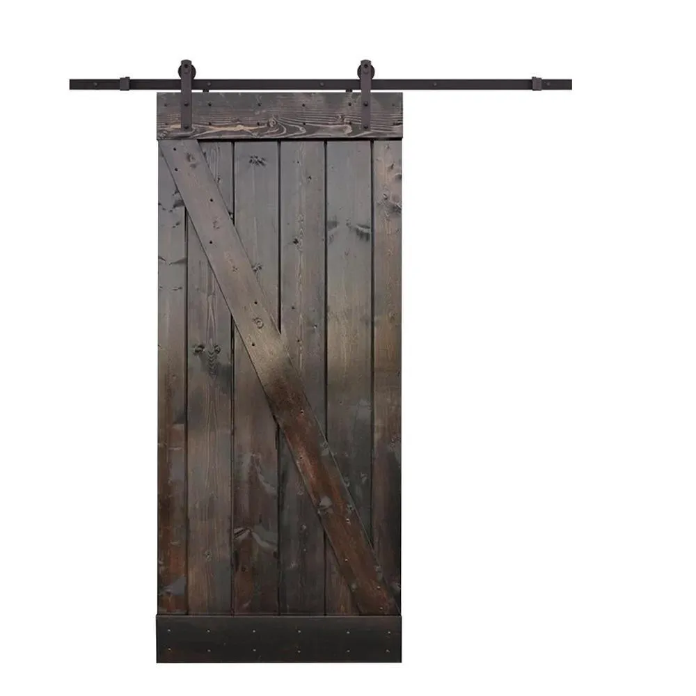 CALHOME 30 in. x 84 in. Z-Bar Wood Sliding Barn Door with Sliding Door Hardware Kit, photo 5 of 12
