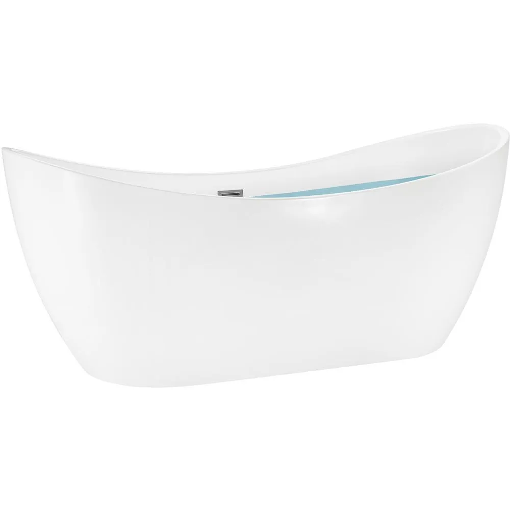 59 in. Acrylic Center Drain Oval Double Slipper Flatbottom Freestanding Bathtub in Glossy White, photo 2 of 10