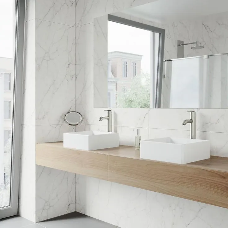 VIGO Dianthus Handmade Matte Stone Square Vessel Bathroom Sink in Matte White, photo 8 of 9