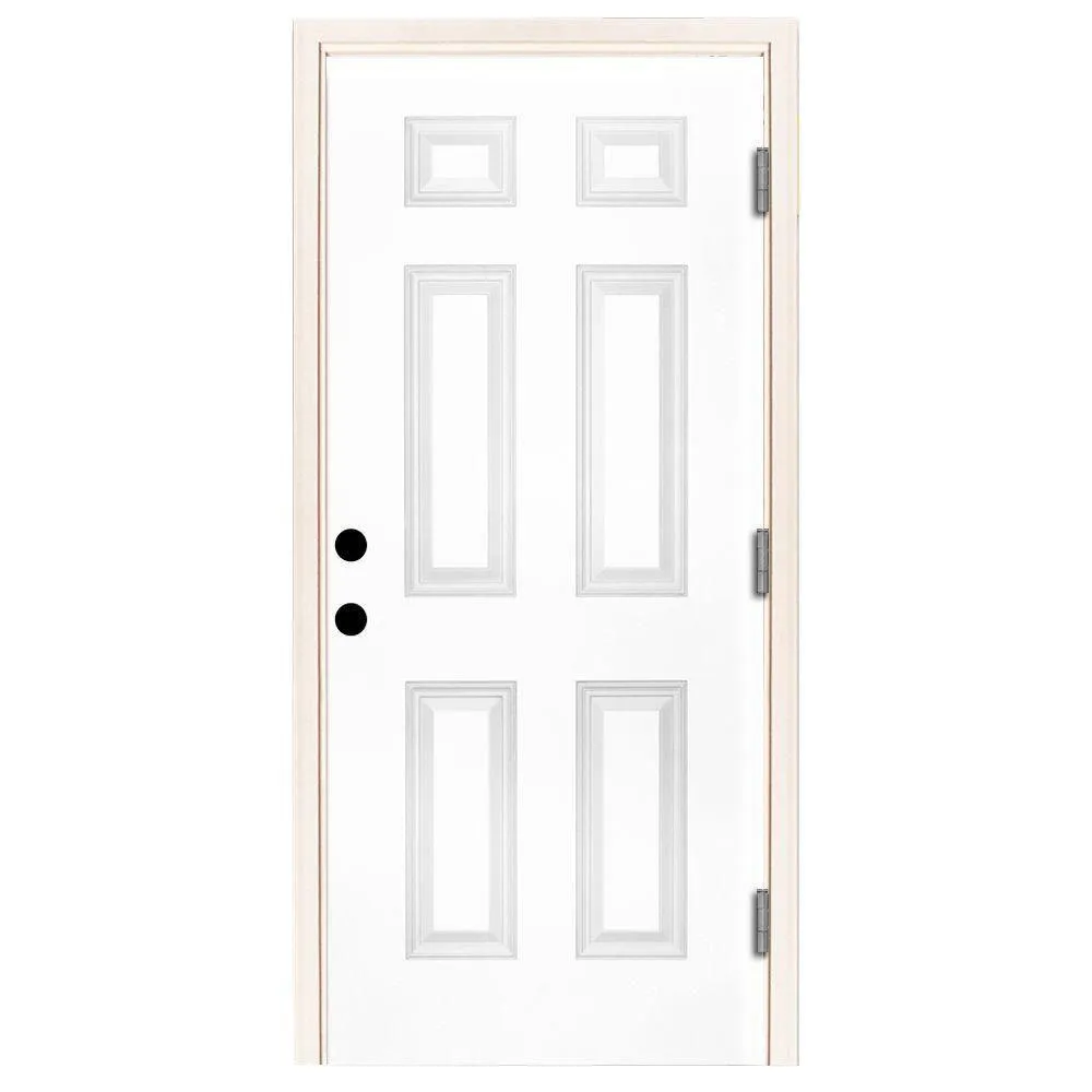 Steves & Sons 42 in. x 80 in. Premium 6 Panel Primed White Steel Prehung Front Door, photo 4 of 17