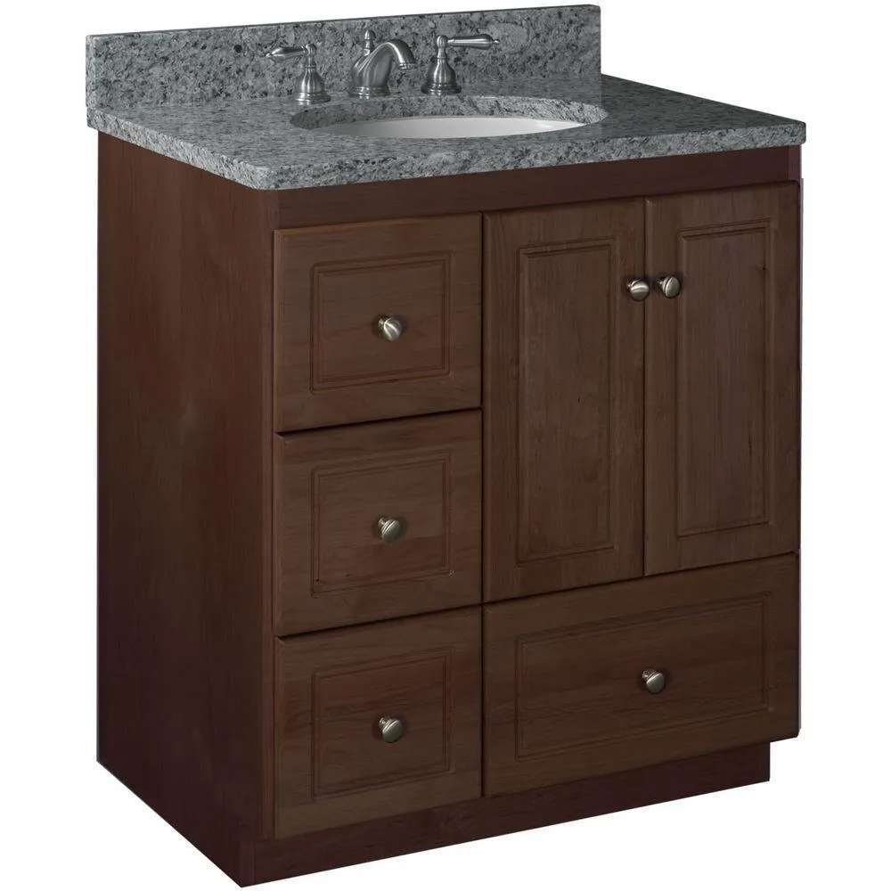 Simplicity by Strasser Ultraline 30 in. W x 21 in. D x 34.5 in. H Bath Vanity Cabinet Only with Left Drawers in Dewy Morning, photo 6 of 12
