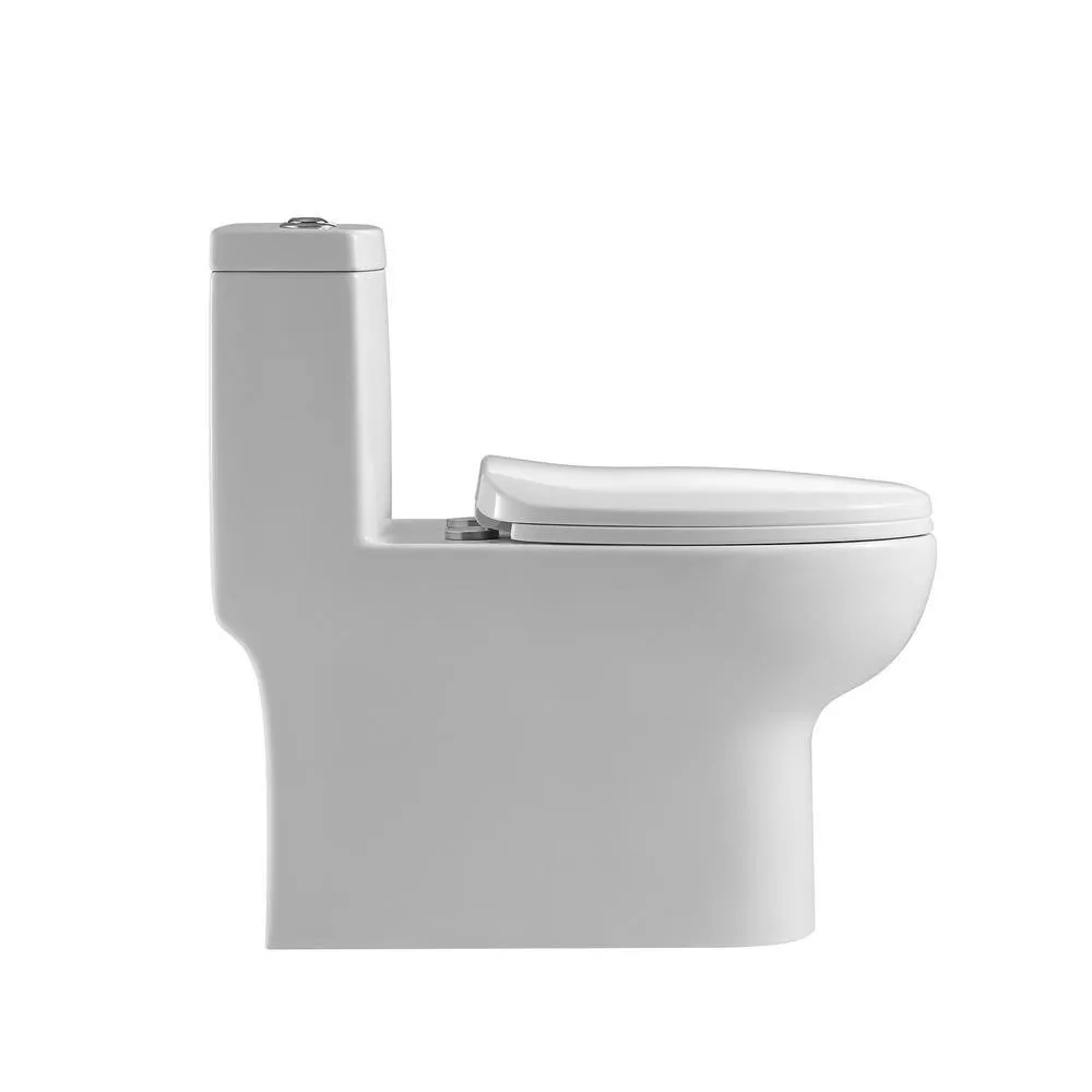 Dual Flush 1-piece 1.28/1.6 GPF Elongated One Piece Toilet with Soft Closing Seat, photo 4 of 9