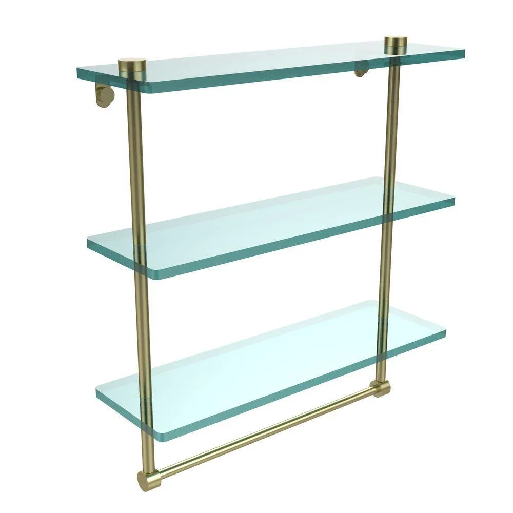 Allied Brass 16 in. L x 18 in. H x 5 in. W 3-Tier Clear Glass Bathroom Shelf with Towel Bar in Antique Bronze, photo 7 of 14