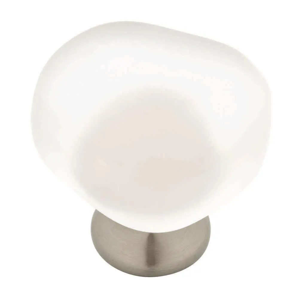1-1/2 in. (38mm) Satin Nickel and Natural Aqua Sea Glass Cabinet Knob (10-Pack), photo 5 of 7