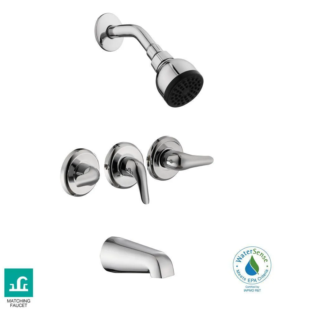 Glacier Bay Aragon 3-Handle 1-Spray Tub and Shower Faucet in Chrome (Valve Included), photo 7 of 10