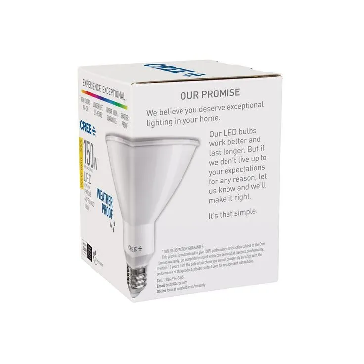Cree 150W Equivalent Bright White (3000K) PAR38 Dimmable Exceptional Light Quality LED 40 Degree Flood Light Bulb, photo 2 of 9