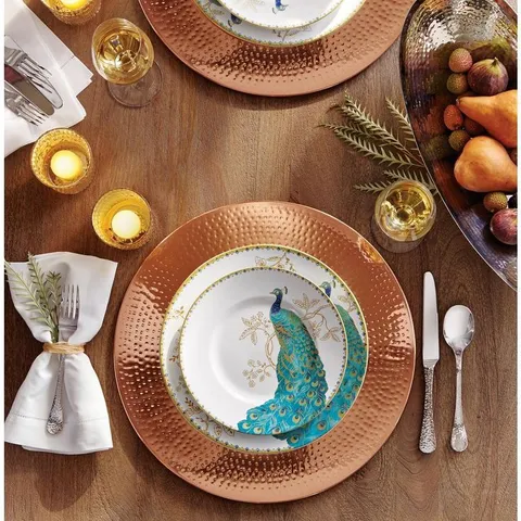 16 in. Decor Copper Charger Plate - Hammered Rim (Set of 4)