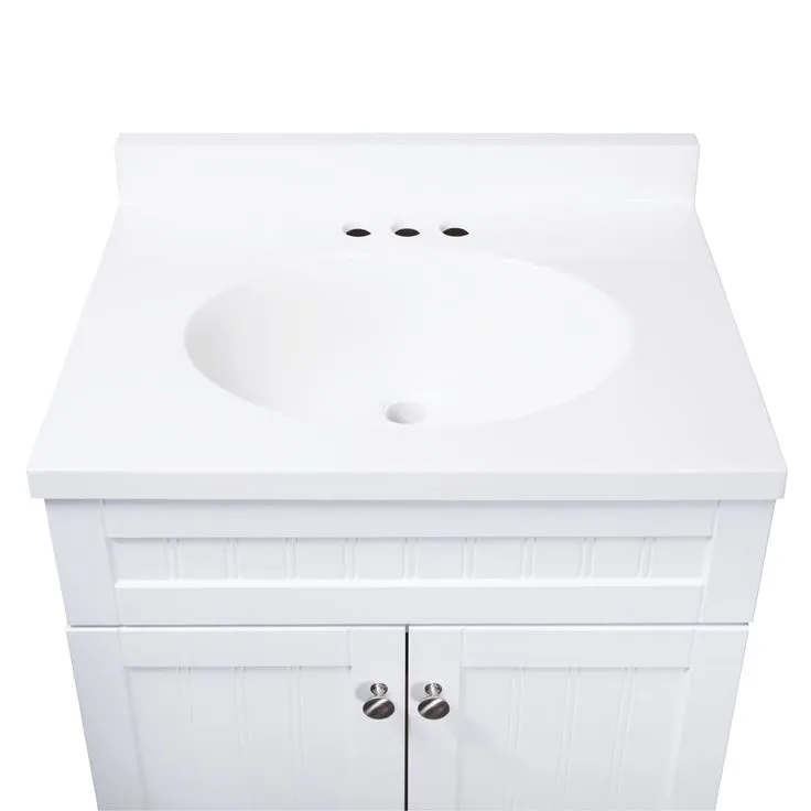 Style Selections Ellenbee 24-in White Single Sink Bathroom Vanity with White Cultured Marble Top, photo 3 of 10