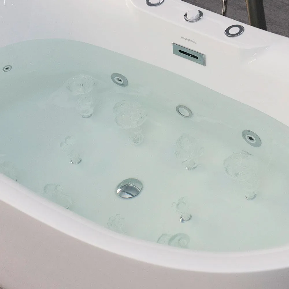 Venezia 71 in. Acrylic Freestanding Double Slipper Whirlpool and Air Bathtub with Drain and Overflow Included in White, photo 14 of 15