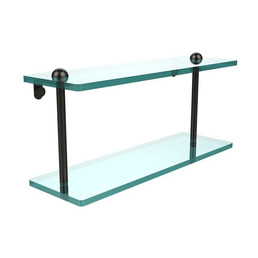 Allied Brass 16 in. L x 8 in. H x 5 in. W 2-Tier Clear Glass Bathroom Shelf in Polished Chrome, photo 11 of 14