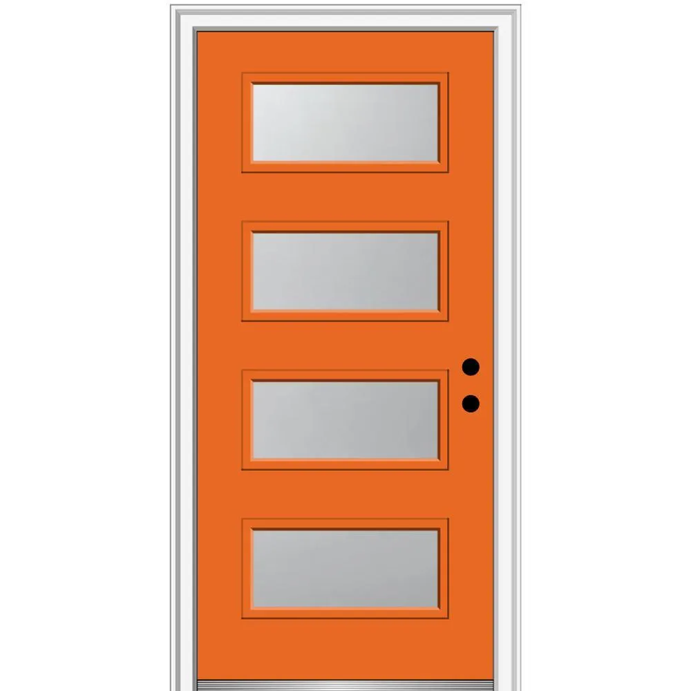 MMI Door 36 in. x 80 in. Celeste Left-Hand Inswing 4-Lite Frosted Glass Painted Steel Prehung Front Door on 6-9/16 in. Frame, photo 33 of 52