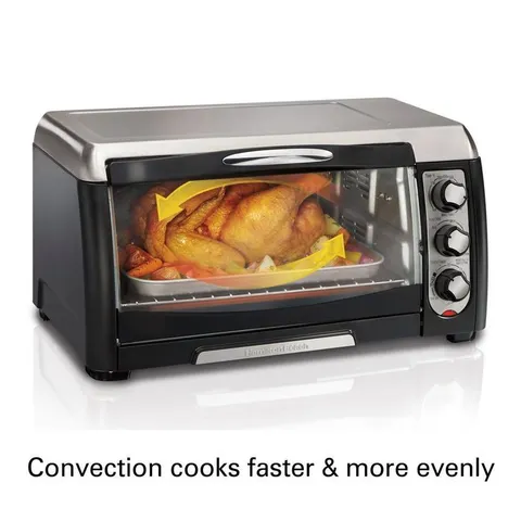 6 Slice Easy Clean Black Toaster Oven with Convection
