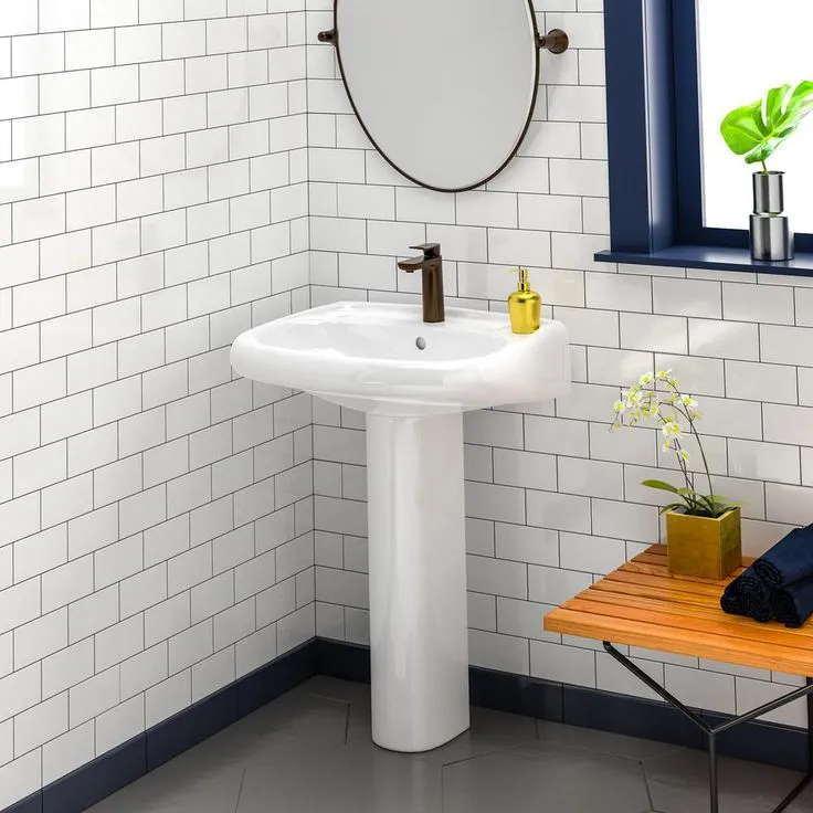Barclay Products Flora 24 in. Pedestal Combo Bathroom Sink with 1 Faucet Hole in White, photo 3 of 5