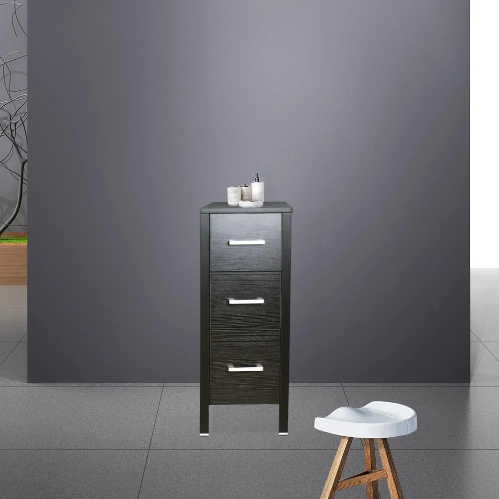 CASAINC 20 in. W x 12 in. D x 30 in. H Bathroom Vanity Cabinet Linen Cabinet with Three Drawers in Black, photo 7 of 9