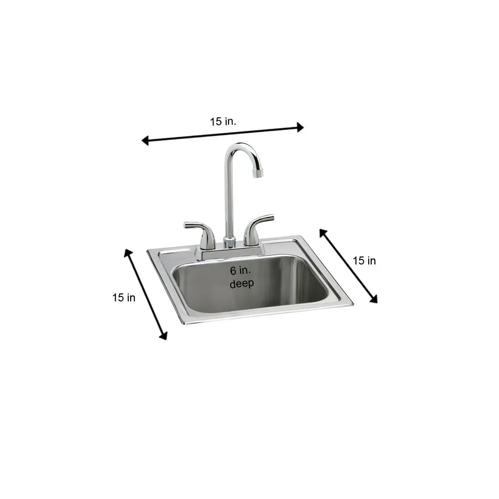 All-in-One Drop-in Stainless Steel 15 in. 2-Hole Single Bowl Bar Sink, photo 10 of 10