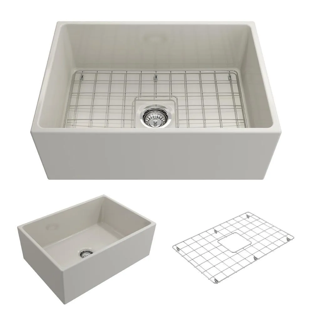 Contempo Farmhouse Apron Front Fireclay 27 in. Single Bowl Kitchen Sink with Bottom Grid and Strainer in White, photo 10 of 20
