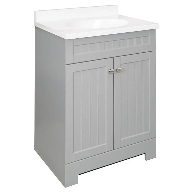 Style Selections Ellenbee 24.5-in Gray Single Sink Bathroom Vanity with White Cultured Marble Top, photo 6 of 9