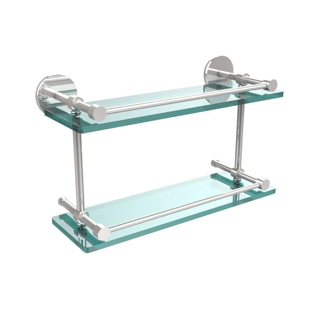 Allied Brass 16 in. L x 8 in. H x 5 in. W 2-Tier Clear Glass Bathroom Shelf with Gallery Rail in Brushed Bronze, photo 6 of 17
