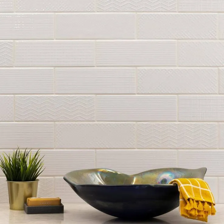 MSI Citylights Pure 3D Mix 12 in. x 4 in. Glossy Ceramic White Textured Subway Tile (9.9 sq. ft. / case), photo 2 of 7