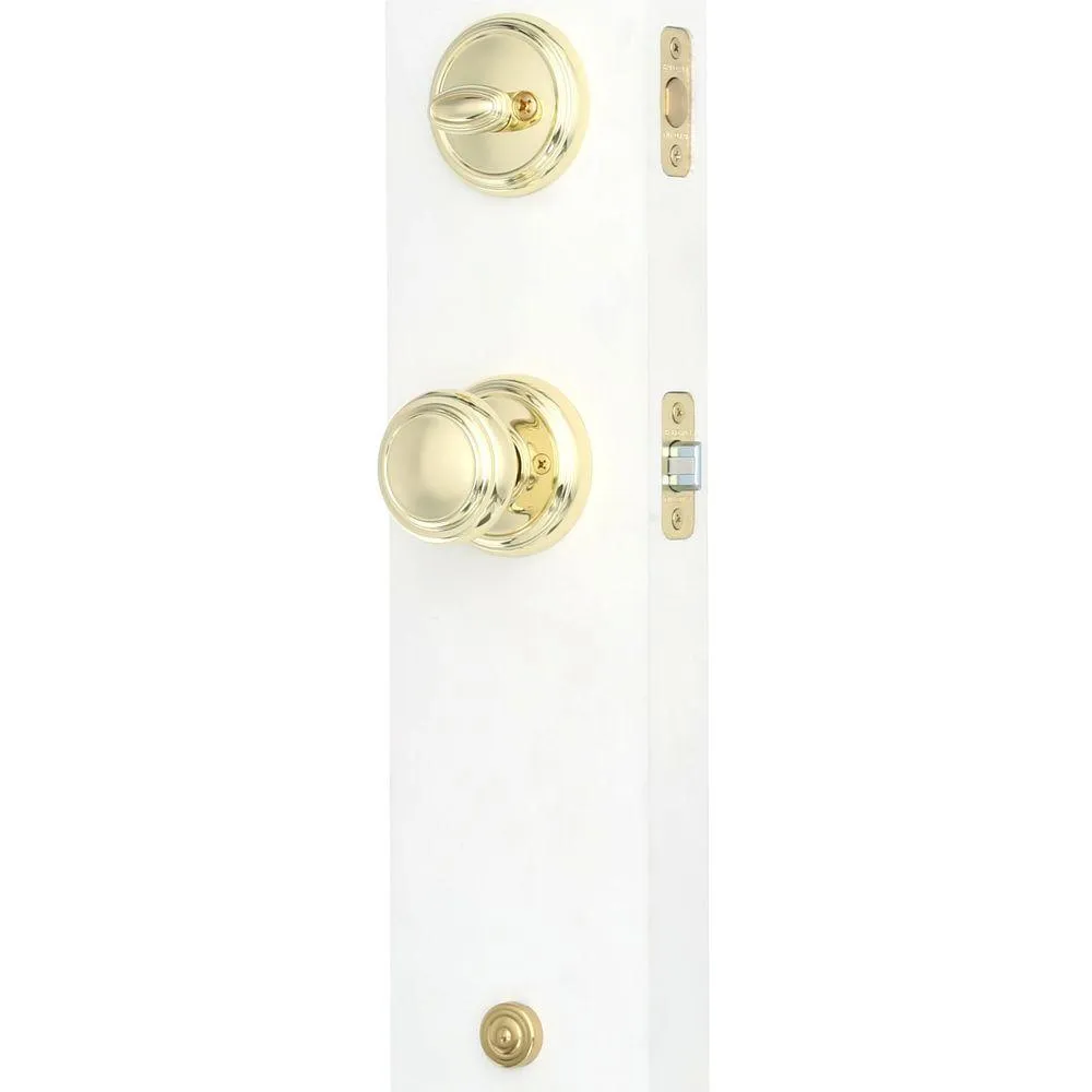Prestige Wesley Single Cylinder Lifetime Polished Brass Door Handleset with Alcott Door Knob Featuring SmartKey Security, photo 3 of 13