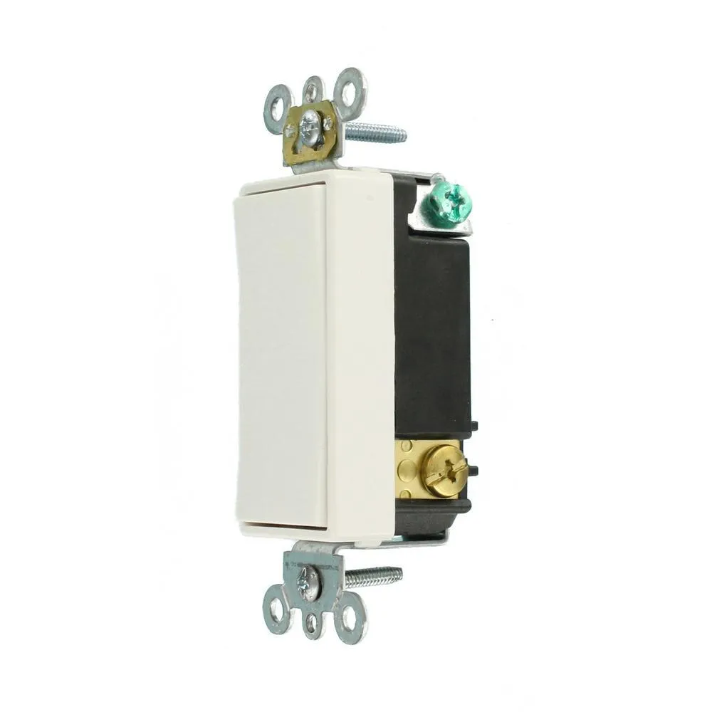 15 Amp Decora Plus Commercial Grade Single Pole Double-Throw Center-Off Momentary Contact Rocker Switch, White, photo 3 of 6