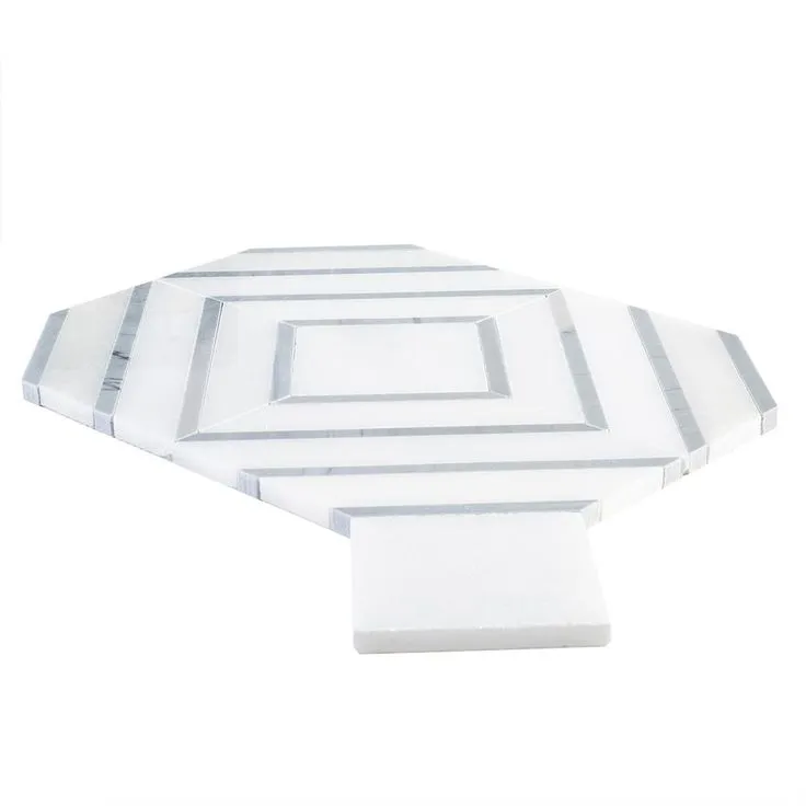 Jeffrey Court Balancing Act White 11.5 in. x 8.75 in. x 8 mm Geometric Polished Natural Stone Wall and Floor Mosaic Tile, photo 2 of 3