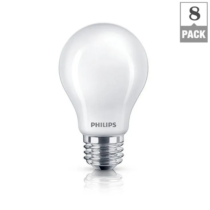 Philips 40-Watt Equivalent A19 Non-Dimmable Energy Saving Frosted Classic Glass LED Light Bulb Soft White (2700K) (8-Pack), photo 8 of 8