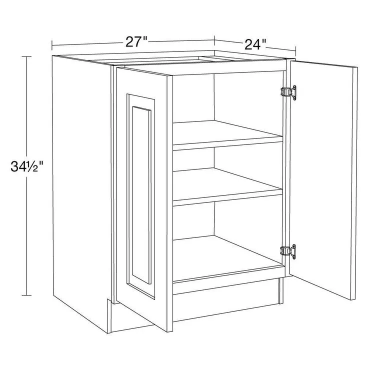 Home Decorators Collection Grayson 27 in. W x 24 in. D x 34.5 in. H Assembled Plywood Full Height Door Base Kitchen Cabinet in Mythic Blue, photo 5 of 5