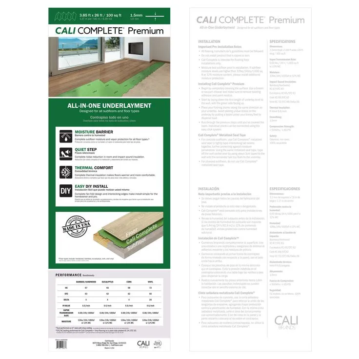 CALI Complete 3.85-ft W x 26-ft L x 1.5-mm T Premium Cushion Moisture Resistant Flooring Underlayment For Luxury Vinyl, Laminate, Hardwood (100-sq ft/Fan fold), photo 7 of 12