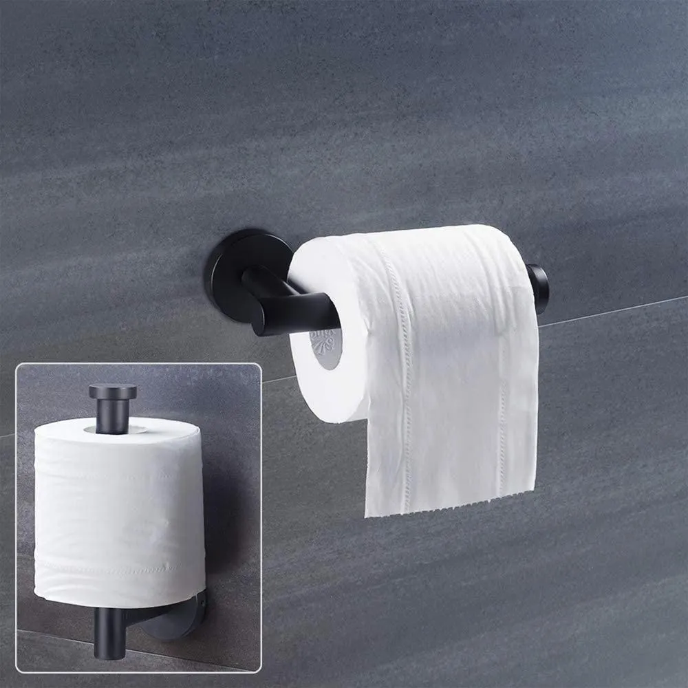 Wall Mounted Single Arm Toilet Paper Holder in Stainless Steel Matte Black, photo 2 of 10