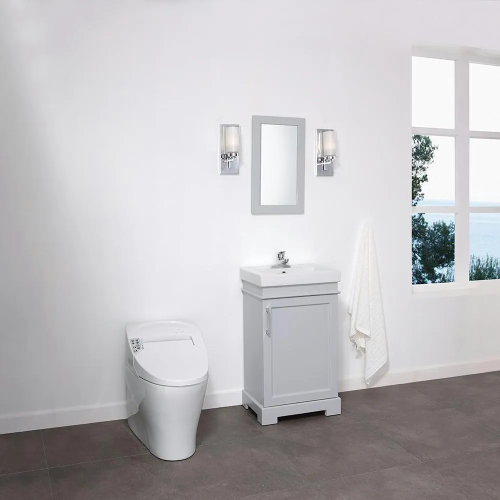 Vanity Art Hallcrest 20 in. W x 16 in. D Vanity in Misty Grey with Integrated Vanity Top in White with White Sink and Mirror, photo 2 of 4