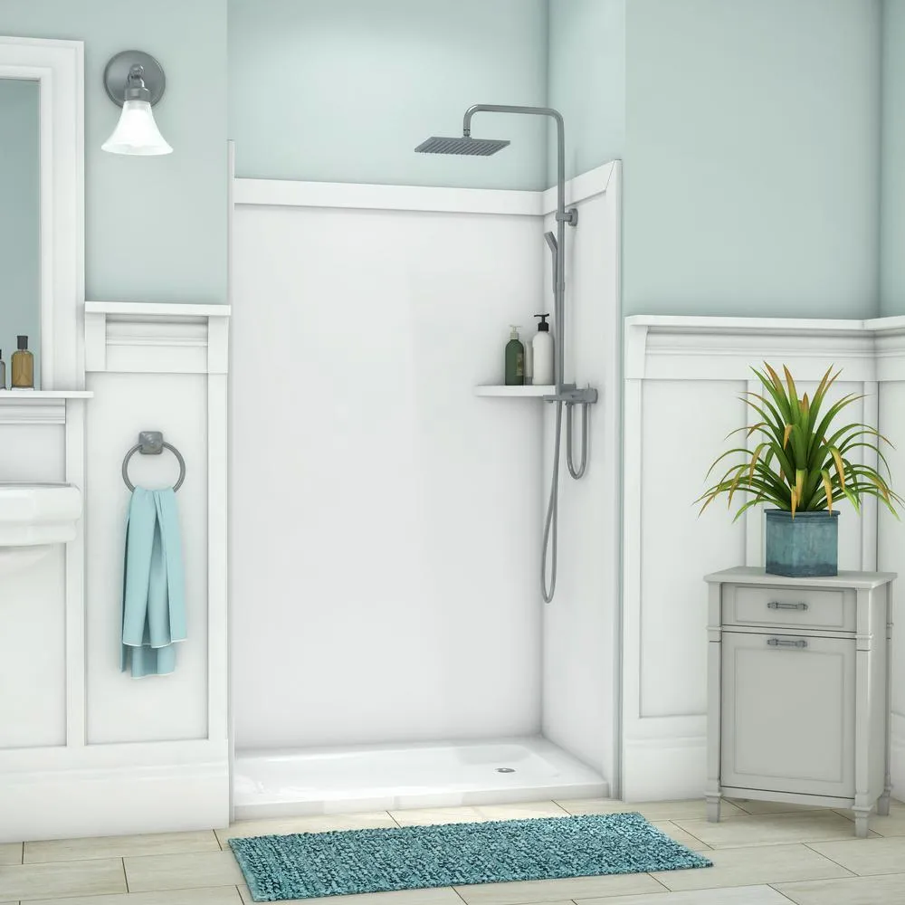 Elegance 36 in. x 48 in. x 80 in. 9-Piece Easy Up Adhesive Alcove Shower Wall Surround in Calacatta White, photo 10 of 24
