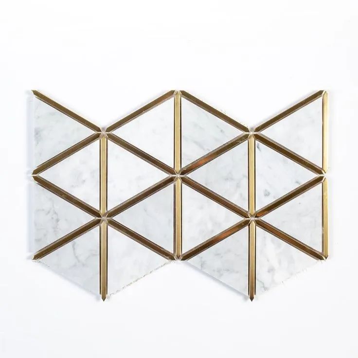 Jeff Lewis Larchmont Metallic 8.5 in. x 14.5 in. x 8 mm Geometric Marble with Metal Mosaic Tile, photo 2 of 3