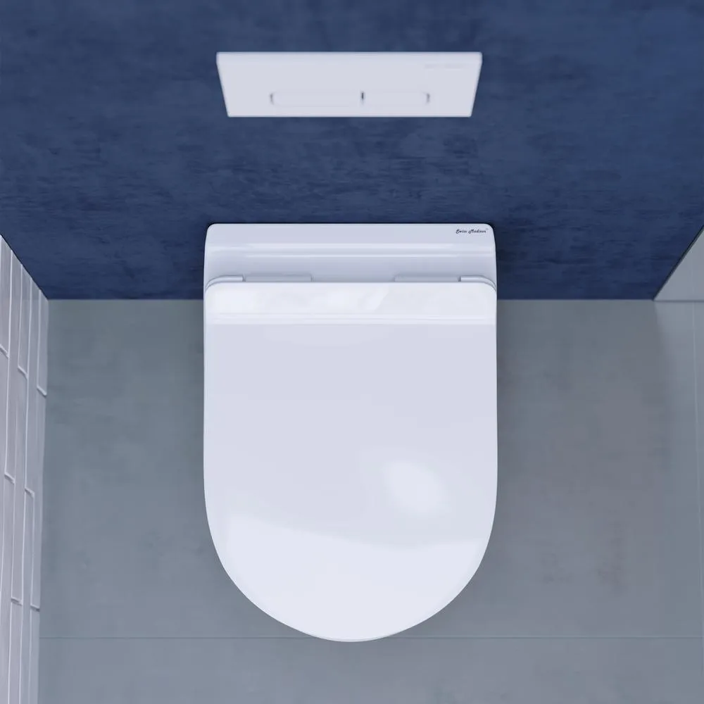 Swiss Madison Ivy Wall Hung Elongated Toilet Bowl Only 0.8/1.28 GPF Dual Flush in White, photo 7 of 14