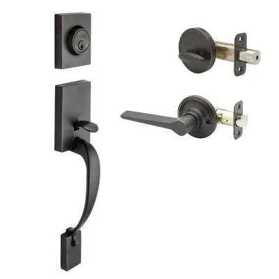 Italian Collection Briona Edged Bronze Dummy Door Handleset with Santo Interior Left-Hand