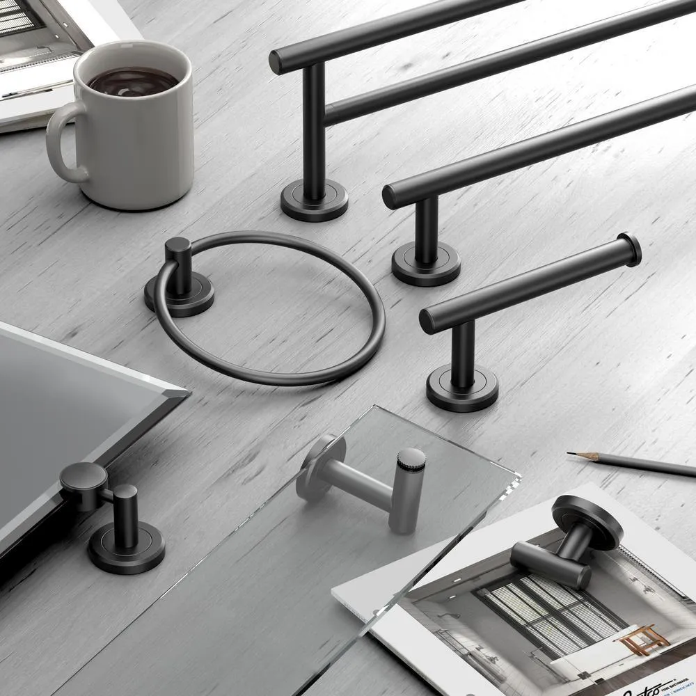 Gatco Latitude II Single Euro Toilet Paper Holder in Matte Black, photo 2 of 7