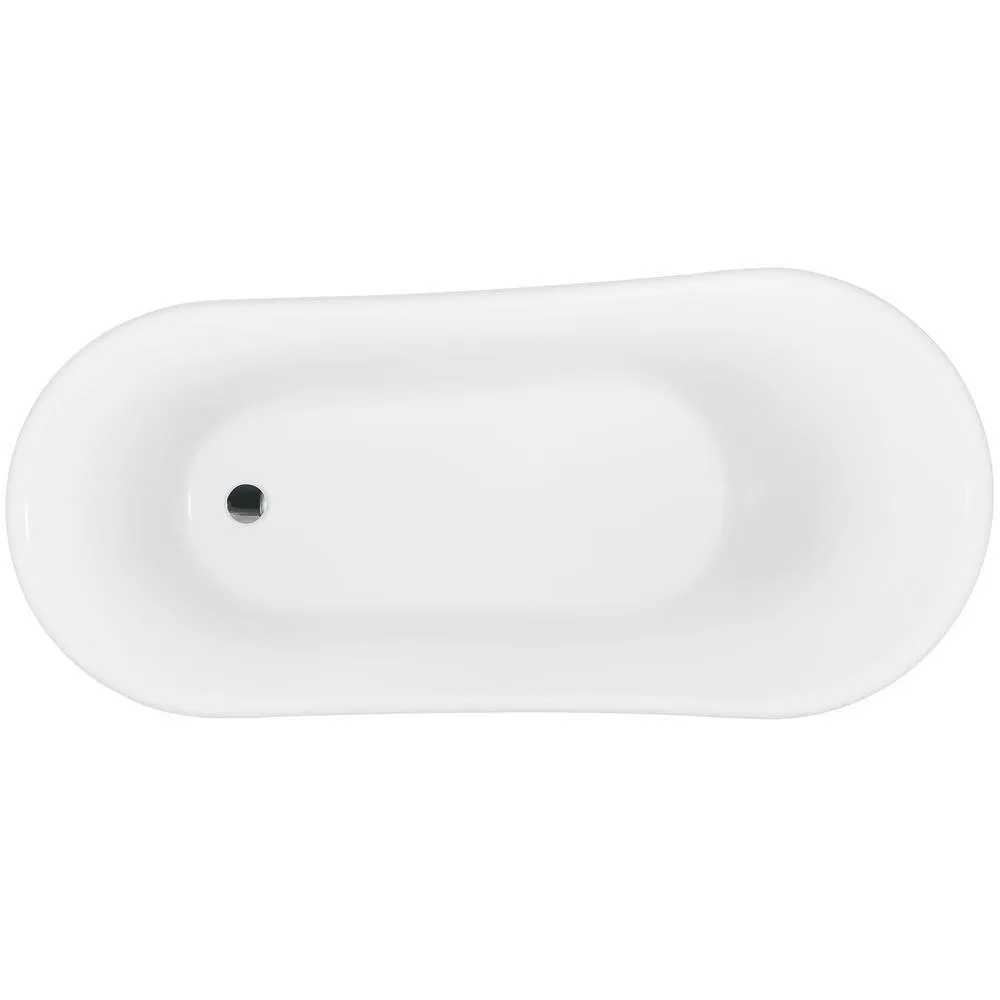 60 in. Fiberglass White Acrylic Clawfoot Tub for Bathtub with Tub Filler Combo - Modern Clawfoot Stand Alone Tub, photo 2 of 8