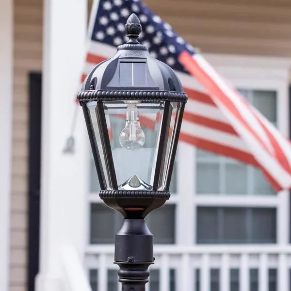 Gama Sonic Royal Bulb Series Single Black Integrated Led Solar Post Light with 3 in. Fitter and GS Solar LED Light Bulb, photo 2 of 3
