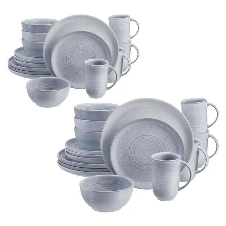 Blakely 16-Piece Reactive Glaze Raindrop Blue Stoneware Dinnerware Set (Service for 4), photo 3 of 6