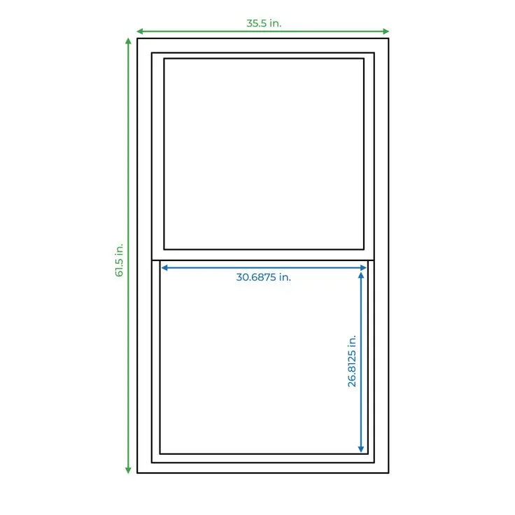 RELIABILT 150 Series New Construction 35-1/2-in x 61-1/2-in x 3-1/4-in Jamb White Vinyl Dual-pane Single Hung Window Half Screen Included, photo 5 of 8